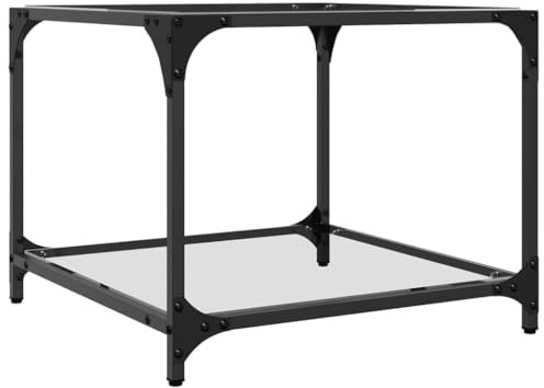 HEFZGDB Couchtische mit Glasplatte 2 STK. Transparent 50x50x40 cm Stahl Kleiner Couchtisch Beistelltisch Couch Beistelltisch Klein Kleiner Beistelltisch für Balkon Innenhof Café Wohnzimmer