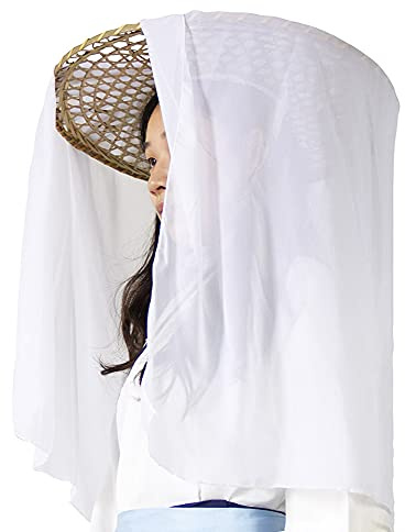 zonzxcv Handmade Chinese Ancient Chivalrous Heroine Bamboo Hat with Veil White