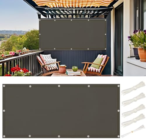 Sonnensegel Wasserdicht 0.75x3m Rechteckig mit Ösen Multi Farbe und Größe Sonnensegel 0.75x3 Segeltuch Balkon Ohne Bohren Sonnenschutz Markise für Balkon Terrasse Garten, UV Schutz Dunkelgrau
