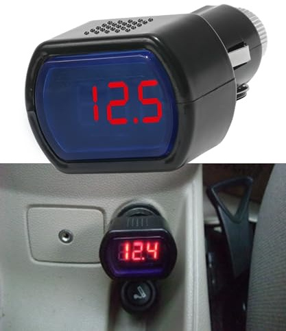Flaconi LED Allume-Cigare Batterie Voiture Testeur,Moniteur de jauge de Tension de véhicule,Automatique Batterie Voltmètre Indicateur,Ajustement pour la Plupart des Batteries Automobiles 12 V et 24 V