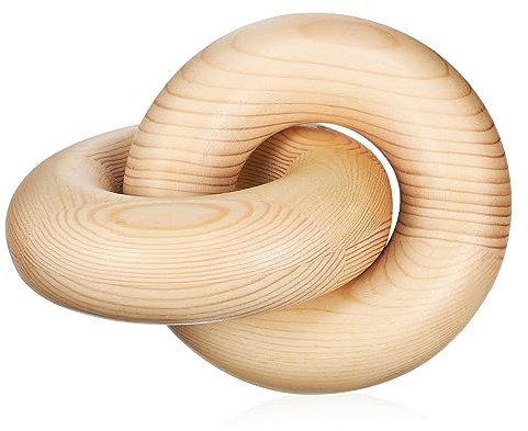 TEMPNAP Wooden Ring Chain Decorative Ornament Farmhouse Wood Knot Decor Pine Color Wall Hanging for Home Decoration