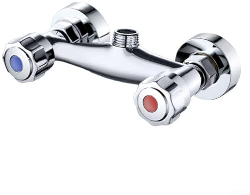 Robinet de douche à double interrupteur chaud et froid à double commande pour salle de bain, corps en laiton + poignée en plastique (A)