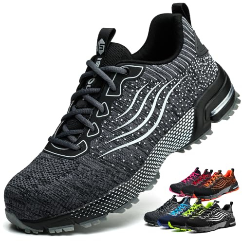 Scarpe Antinfortunistiche Uomo Donna Scarpe da Lavoro Leggere Traspiranti | Scarpe da Cantiere Antiscivolo Comode Scarpe Sicurezza con Punta in Acciaio Industriali Sneakers Unisex 36-48 EU