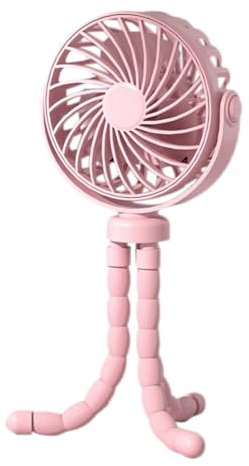 Vocdikficy Ventilador Octopus, Ventilador de Escritorio para Camping, Ventilador Trípode Recargable USB, con Ventilador de Luz Rosa