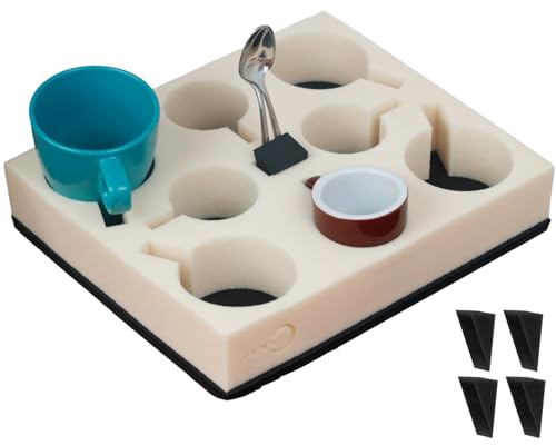 ZENKI Porta tazze per camper (8 bicchieri, 8 cucchiai, 4 cunei di fissaggio), materiale biologico, per camper, roulotte, barche, caravan, caravan, porta bicchieri e tazze, accessori per il campeggio