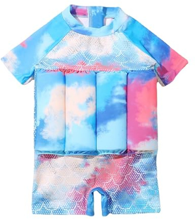 Traje de Baño Flotante Flotador Bebe Bañador Niños Manga Corta Trajes de Baño de Una Pieza Impresión de Dibujos Animados Flotabilidad Ajustable Secado Rápido Traje de Entrenamiento