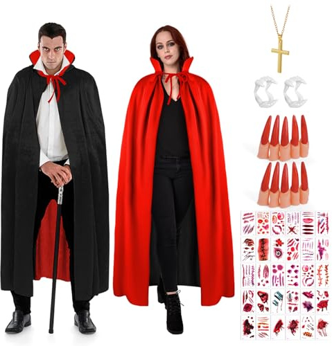 AUYAO Capa Negra Niño, 100cm Medieval Disfraz, Sombrero Mago | Medieval Disfraz Niño, Sombrero Mago, Cosplay Bruja Vampiro, Carnaval Fiesta