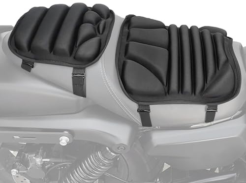 Xasbseulk Juego de 2 cojines de asiento de motocicleta 3D | Almohadilla de gel transpirable que absorbe los golpes para ciclistas | Cómoda de asiento de motocicleta para aventura, turismo