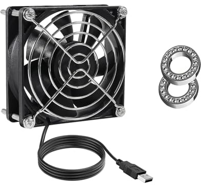 1Pcs USB Fan 5V 9225 Cooling Fan Dual Ball Ball Bearings Brushless Axial 90x90x25mm USB Computer PC Fan with Srews Metal Grill Cover for Computer Case Cooling CPU Coolers Radiators