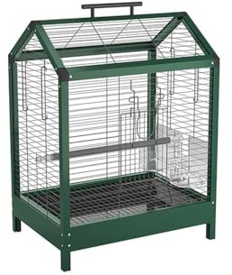 Confortable Cage à Oiseaux en métal for perroquets, canaris, perruches, inséparables, pinsons, Vert Pratique
