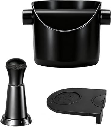 Bettinay Coffee Knock Box, ABS Grounds Knock Box Removable Knock Bar and Non Slip Base with Coffee Cushion and Coffee Stirring Needle
