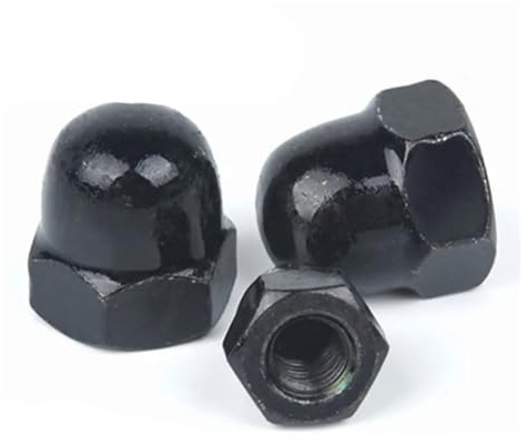Halbrunde Sechskantmuttern aus Messing, 1-20 Stück Hutmuttern M3-M20 Edelstahl/Schwarz/Messing(Steel with Black,M16 2PCS)