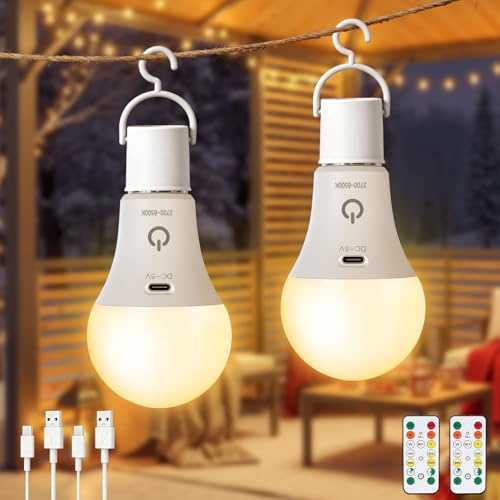 Dehobo aufladbare Glühbirne mit Fernbedienung, LED Leuchtmittel E27 2 Stück | E27 Glühbirne Touch-Steuerung, wiederaufladbare Glühbirne, Glühbirne mit Batterie dimmbar, Glühbirnen für mobile Beleuchtung