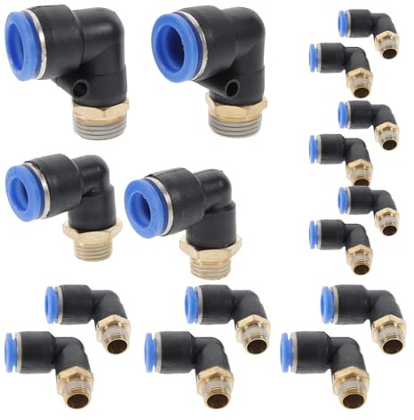 LIGIGWASH Set da 16 Pezzi Connettori per Tubi Dell’Aria a Collegamento Rapido, Raccordi a Crimpare in Plastica, Misure Assortite per Automazione Pneumatica, Riparazione Tubi Flessibili e