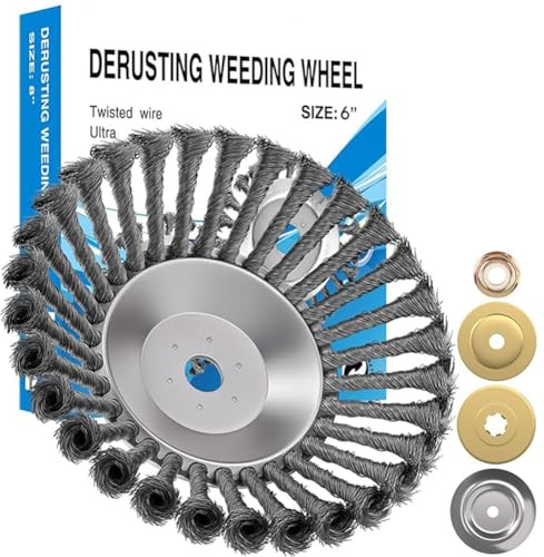 Unkrautbürste Freischneider, Profi Wildkrautbürste für Motorsense, Drahtbürste für Freischneider zur Effektiven Unkrautentfernung, Unkrautbürste für Rasentrimmer - 25,4mm Bohrung Freischneider zubehör