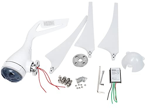 Kit de generador de turbina eólica de 300 W, 600 W, alta eficiencia, bajo nivel de ruido, generador de viento horizontal de 12 V 24 V con 3 palas para uso doméstico, aleación de (12V)