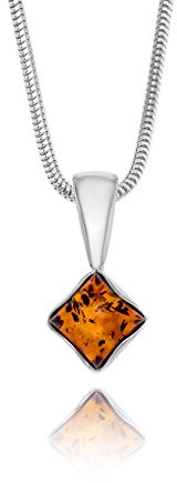 Copal Collana Da Donna Con Pendente Quadrato In Ambra E Catena In Argento Sterling