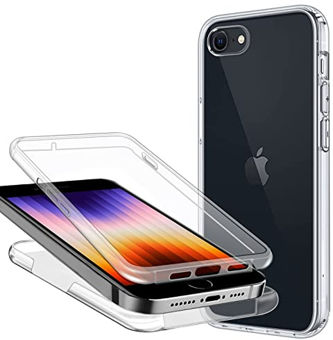 Schutzhülle für iPhone SE 2020/2022/iPhone 7/iPhone 8, 360-Grad-Schutz, transparent, weich, dünn, Schutzhülle aus TPU-Silikon, Vorderseite und Polycarbonat, Kratzfest, stoßfest