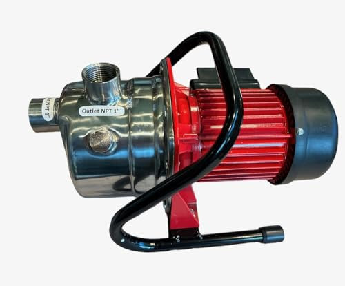 MP Maresh Products Pompe utilitaire portable 740 GPH 115 V ports NPT de 2,5 cm, boîtier en acier inoxydable, moteur 1 HP 65 PSI maximum, idéale pour l'irrigation en eau douce, les piscines, les