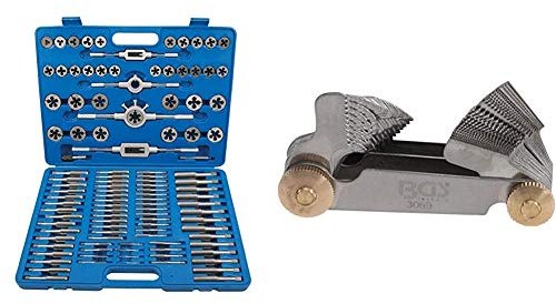 BGS 1900 | Gewindeschneid-Satz | 110-tlg | M2 - M18 | metrisch | speziell für Feingewinde & 3069 | Doppel-Gewindeschablone, 52 Blatt | metrisch 0,25-6,0 mm, Whitworth 4G - 62G