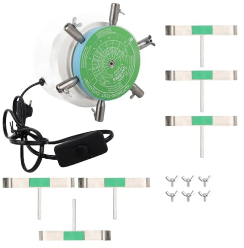EU-Stecker Automatischer Uhrentester, 6-Arme Cyclotest Wicklermaschine für Mechanische Uhren, AC250V, Mit Abnehmbaren Aluminiumarmen und Befestigungsschrauben