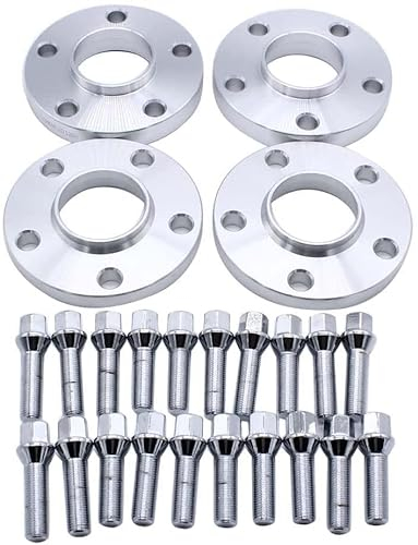 TAKPART Lot de 2 élargisseurs de voie de 15 mm et 20 mm de diamètre 57,1 5 x 112 mm avec 20 boulons de roue M14 x 1,5 pour TT A3 A4 A6 A8 S4 S6 S8 Volkswagen