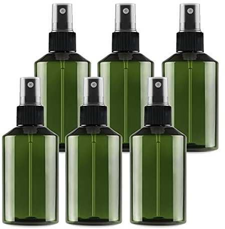 TIANZD 6 Stück Grün Leere 100 ml Kunststoff Feinen Nebel Sprühflasche mit Schwarz Zerstäuber Flasche Pumpzerstäuber Parfümzerstäuber Zerstäuberflasche Reise Flakons, 1x Trichter