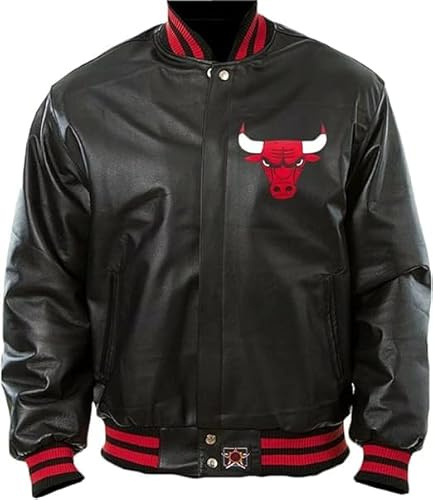Herren Vintage Letterman Baseball Varsity Lederjacke Chicago Bomber Rot und Schwarz Jacke, rot/schwarz, XXXL