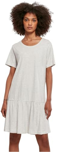 Urban Classics Damklänning damer valance teklänning, t-shirtklänning för kvinnor med volang inställning till kjoldelen finns i 3 färger, storlekar XS – 5XL, Ljusgrå, 4XL