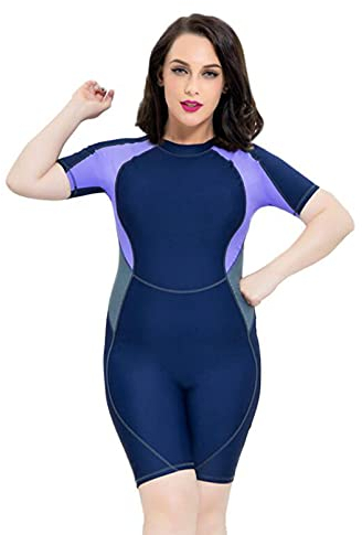 Damen Neoprenanzug Plus Größe 4XL-6XL Neoprenanzüge Shorty Anzüge Tauchen Surfen Schnorcheln Anzüge Kanu Kajak Anzüge Einteiliger Badeanzug Wassersport Neoprenanzug,Blau,4XL