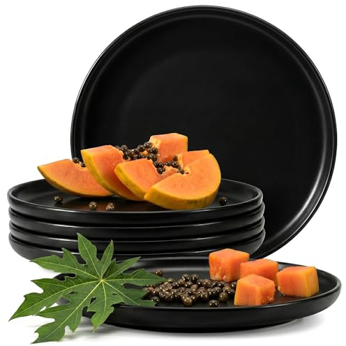 Konsimo. Frühstücksteller für 6 Personen - Dessertteller aus Keramik - Set Kuchenteller 6er - VICTO Moderne Kleine Teller - 20 cm - Schwarz