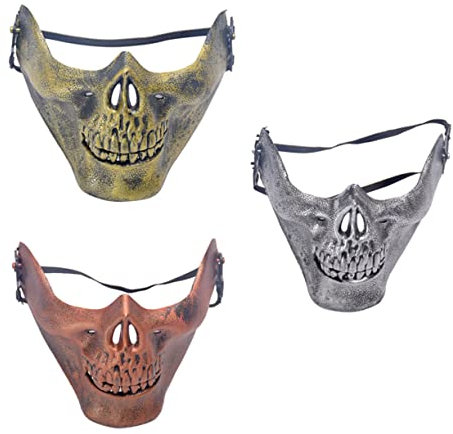 jojofuny 3 Pièces Protecteur Demi-visage Halloween Fantôme De Mascarade De Mascarade Tête De Mort Cosplay Demi-visage De Tête De Mort Se Réconcilier Squelette