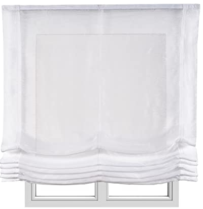 Estores Plegables Visillo básico Transparente sin Varillas Estor Plegable Textil translucido en Interior Ventanas Cortinas Paqueto Persianas Romanas STORESDECO Blanco 150 x 175 cm