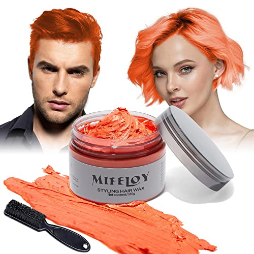 Orange Haartönung Temporäre Haarfarbe 4,23 Unzen, Instant Hair Cream Mud Natürliche Frisur Pomade, Frauen Männer Styling Haartone Wax, Haar Wachs für Halloween Party Cosplay