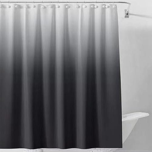 Duschvorhang Textil 80x190cm Moderne Grau Gradienten Anti-schimmel Wasserdicht Digitaldruck Duschvorhänge Lang Waschbar Stoff Dusche Vorhang mit Haken für Bad und Badewanne Perfekt als Raumteiler