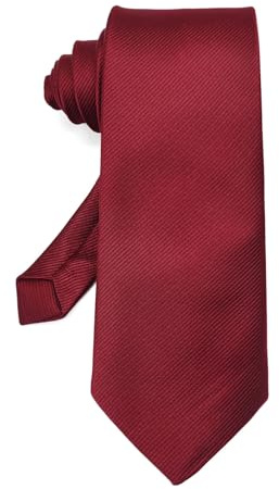 Peslogy Classic Mens Solid Ties Formal Neck Tie for Business Wedding Interview Office Wear - Burgundy
