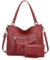 BAIGIO 2-teilige Handtasche Damen Umhängetasche Mittelgroß Shopper Tasche PU Leder Crossbody Tote Bag Set Schultertasche Damentaschen Henkeltaschen Tragetasche mit Geldbörse Reißverschluss, Rot