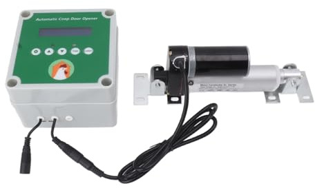 Kit Motore Elettrico per Porta del Pollaio, Kit di Apertura Automatica della Porta del Pollaio. Display LCD Regolazione Gratuita per la Casa (Spina europea)