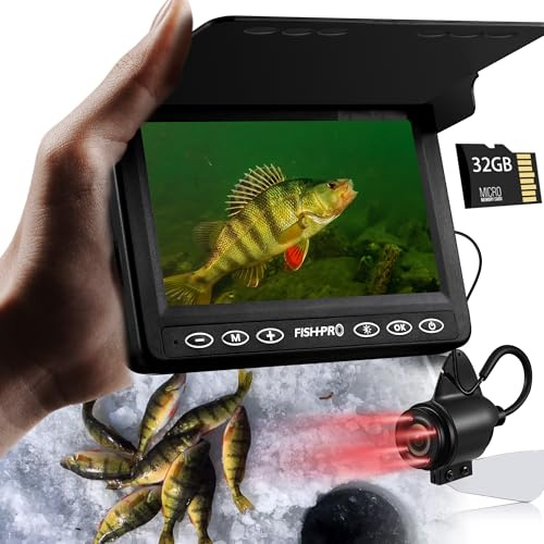 FishPRO® 2025 Upgrade] Die Pro in Unterwasser-Angelkamera – 10,9 cm mit DVR -32 GB, 1000 TVL (einfache Verwendung für jedes Alter) Eisfischen Kamera Unterwasser, Fischfinder-Kamera mit 3-Grad-IR