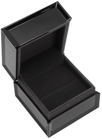TARSHYRY Ringbox, Luxuriöse Quadratische Ringbox, Eleganter Schmuckhalter mit Samt, für Heiratsantrag, Verlobung, Hochzeit, Schwarz