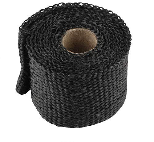 Hitzeschutzband 5 cm * 1,5 m Titan/Schwarz Auspuff Hitze Wrap Rolle for Motorrad Faser Hitzeschild Band Beständig Downpipe Motorrad Zubehör Auspuff Hitzeschutzband(Noir)