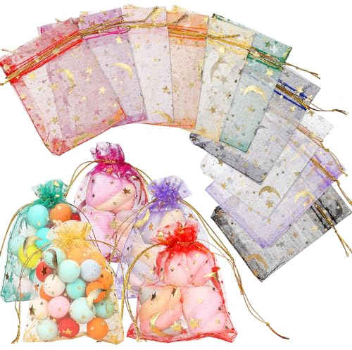 Pochon Tulle Naler Sachet Organza 7x9CM pour Dragée Mariage, Bijoux, Cadeaux 100pcs pour Lavande Vide pour Baptême, Anniversaire