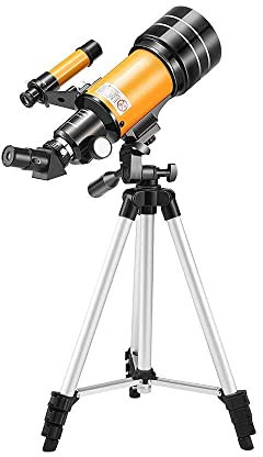 Teleskop für Erwachsene, Kinder, Anfänger, 70 mm Öffnung, 300 mm AZ, astronomisches Refraktor-Teleskop mit 3 Okularen, BAK4-Prismenlinse, Teleskop für Astronomie mit Smartphone-Halterung und Reise
