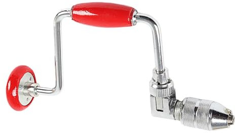 perfk Trapano a manovella per lavorazione del legno, utensile manuale antiscivolo con braccio oscillante, multifunzione, fai da te, punte per carpentieri,