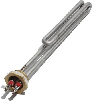 AUPERS 1 Inch/32mm/DN25 Stainless Steel Copper Head Heating Tube 110/220/380V Electric Heater Element for Water Boiler 1/2/3/4/6KW Reality(380V,6KW 320mm 201SUS)