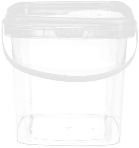 Warmhm Plastic Paint Bucket Square Bucket 2L Food Grade Plastic Storage Container with Lid and Handle, Sturdy Leak-Resistant Pail for Food Storage and Camping