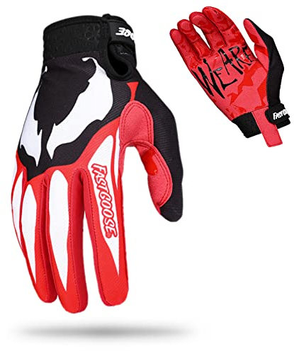 Fast passion Gants de Moto, Gants de Cyclisme Respirants pour VTT MTB Motocross Racing, pour Hommes et Femmes (Noir Rouge, Small)
