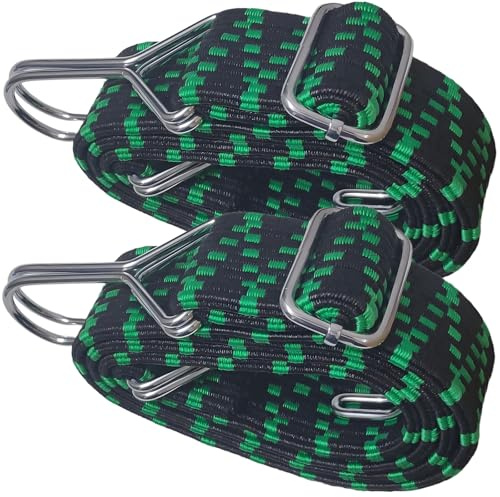 Spanngummi mit Haken,Expander 100cm Expander mit Haken 2 Set für Outdoor,Garten und Camping, Transport und Fixierung,Motorrad,Fahrrad,Green
