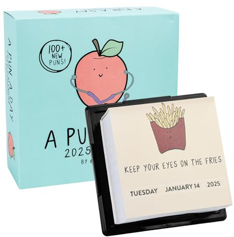 Daily Puns Calendar 2025, Funny Desk Kalender 2025, A Pun A Day Tischkalender 2025, 12 Month Calendar, Lustiger Kalender with Punny Illustrations, Page a Day, Daily Jokes Kalender für Desktop