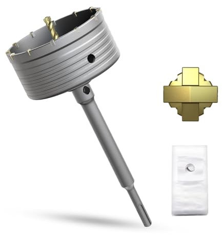 METOTY Corona per trapano da 120 mm, con adattatore SDS Plus da 220 mm, per muratura, mattoni, cemento, calcestruzzo, pietra